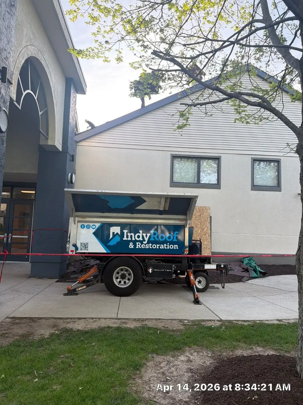 Storm damage documentation on a North Manchester commercial building